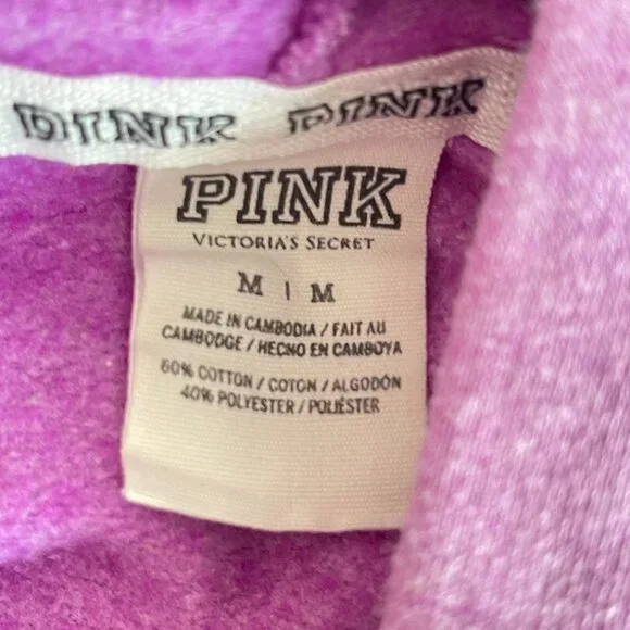Victoria's Secret Hoodie Medium Love Pink Purple Silver Full Zip Sweatshirt - Picture 6 of 7